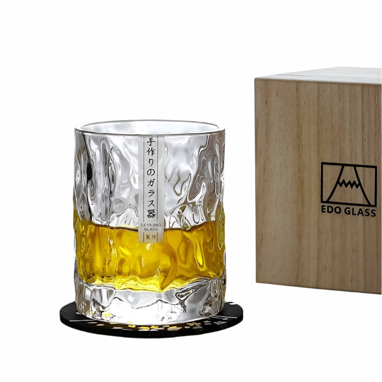 Kryształowa Szklanka do Whisky Edo Kiriko – Ręcznie Cięte Szkło z Drewnianym Pudełkiem, Elegancki Design 0