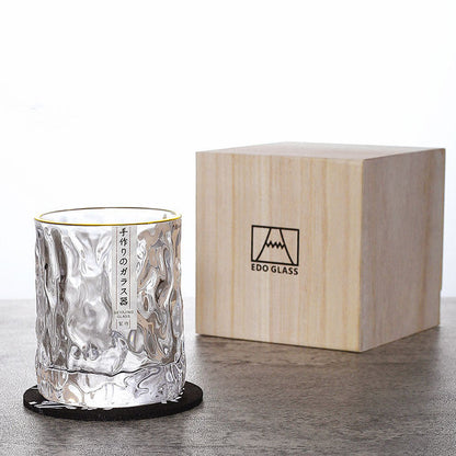 Kryształowa Szklanka do Whisky Edo Kiriko – Ręcznie Cięte Szkło z Drewnianym Pudełkiem, Elegancki Design 3