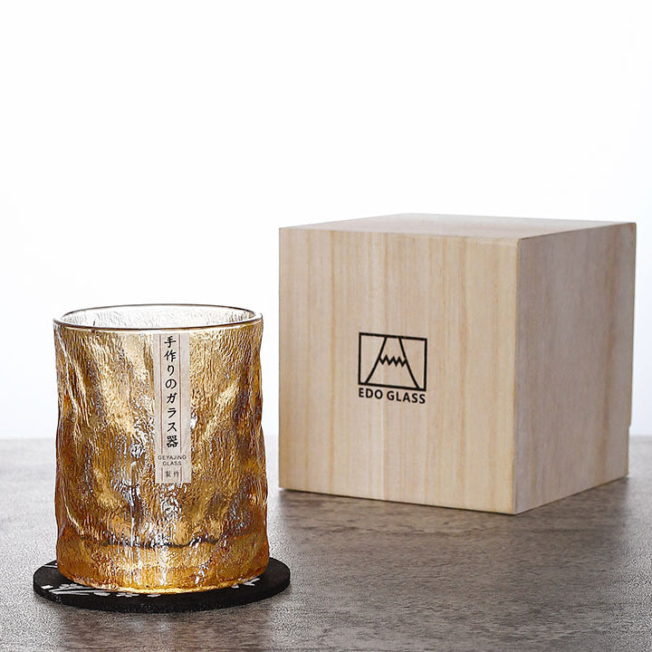 Kryształowa Szklanka do Whisky Edo Kiriko – Ręcznie Cięte Szkło z Drewnianym Pudełkiem, Elegancki Design 6