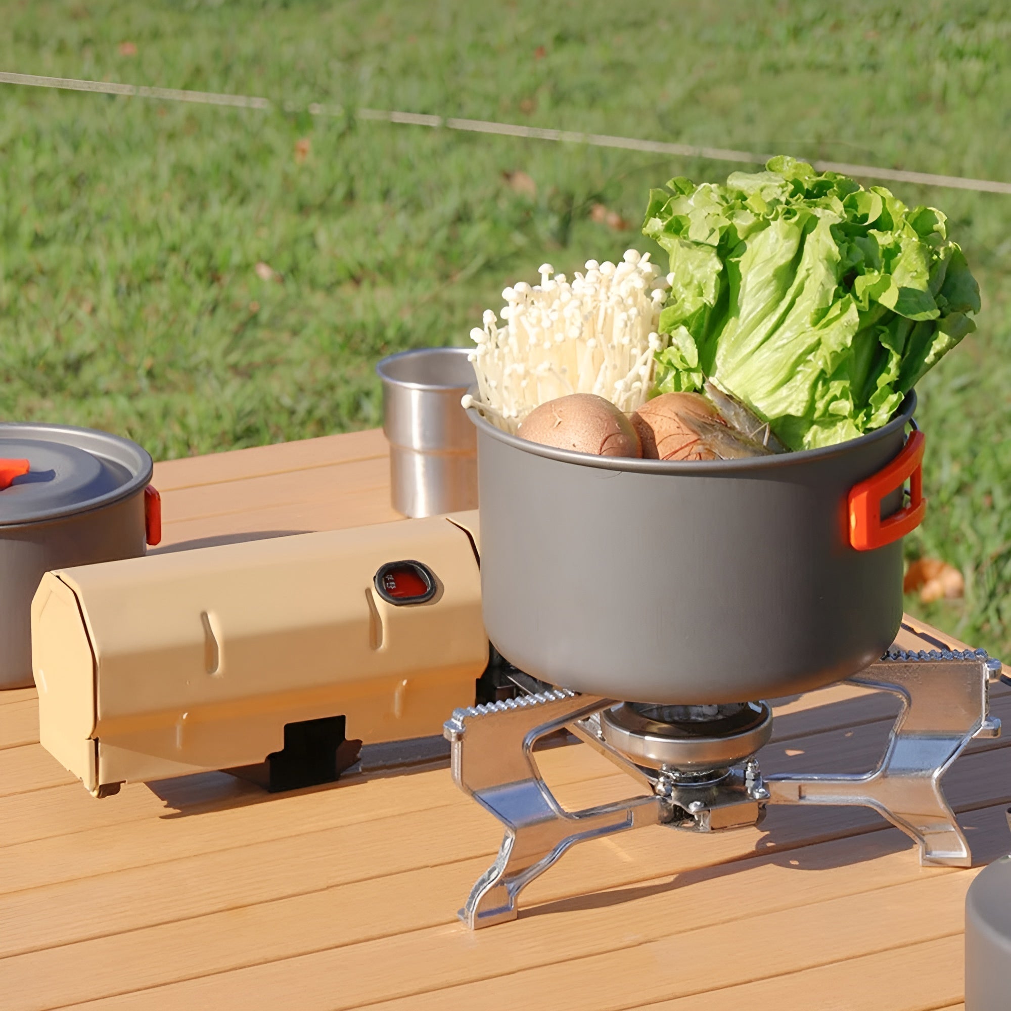 Kuchenka Campingowa Aluminium, Kompaktowa i Składana, Regulacja Płomienia, Lekka i Stabilna na Wyprawy 0