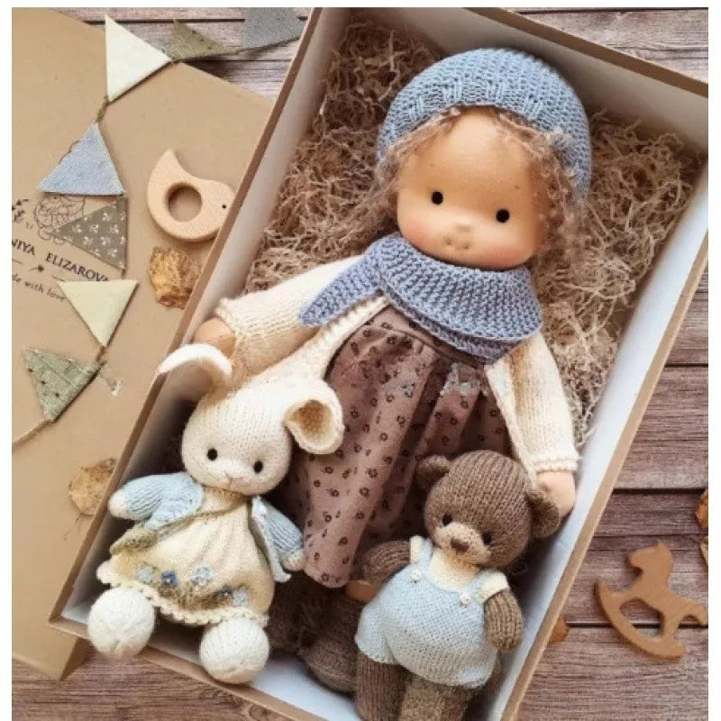 Lalka Waldorfska z Bawełny PP, Ręcznie Szyta z Kawaii Detalami, Idealna do Przytulania - 11 cm x 32 cm 10