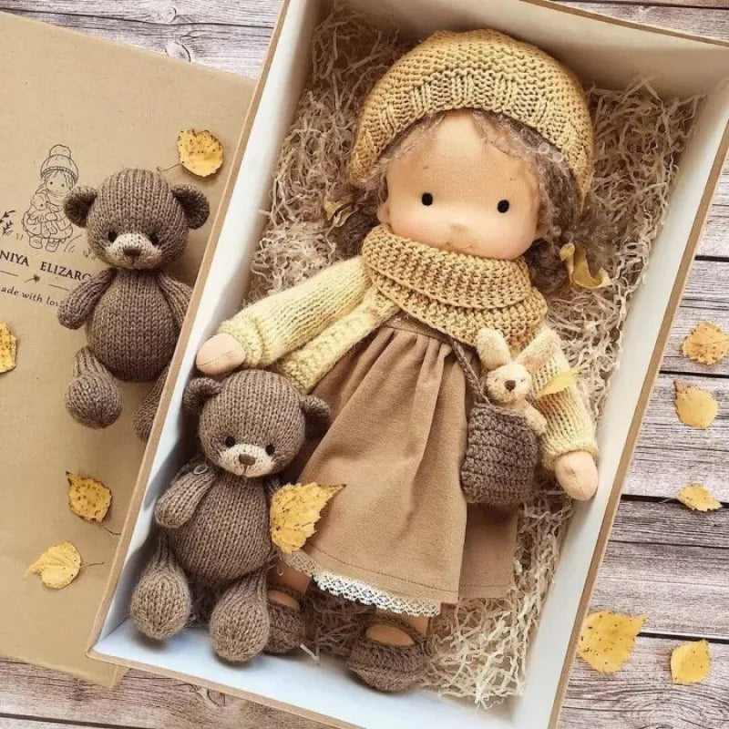 Lalka Waldorfska z Bawełny PP, Ręcznie Szyta z Kawaii Detalami, Idealna do Przytulania - 11 cm x 32 cm 16