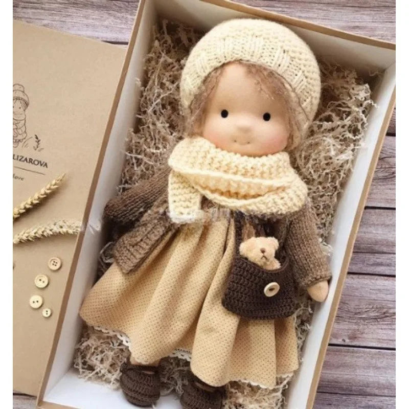 Lalka Waldorfska z Bawełny PP, Ręcznie Szyta z Kawaii Detalami, Idealna do Przytulania - 11 cm x 32 cm 18