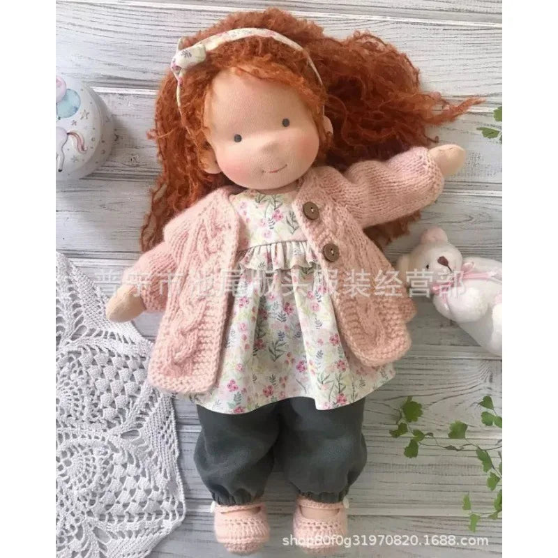 Lalka Waldorfska z Bawełny PP, Ręcznie Szyta z Kawaii Detalami, Idealna do Przytulania - 11 cm x 32 cm 22