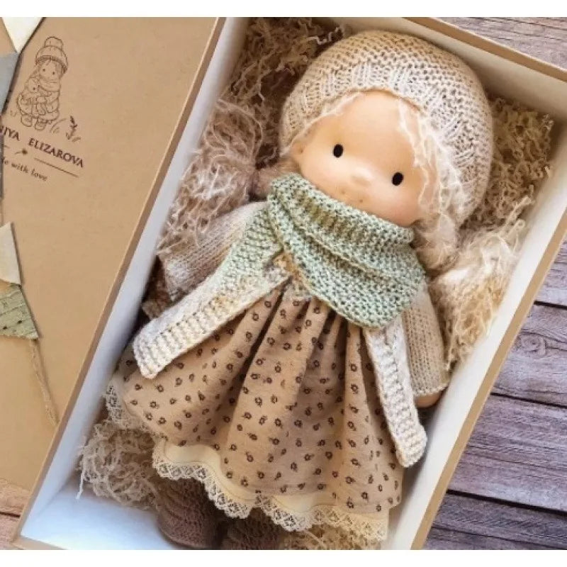 Lalka Waldorfska z Bawełny PP, Ręcznie Szyta z Kawaii Detalami, Idealna do Przytulania - 11 cm x 32 cm 23