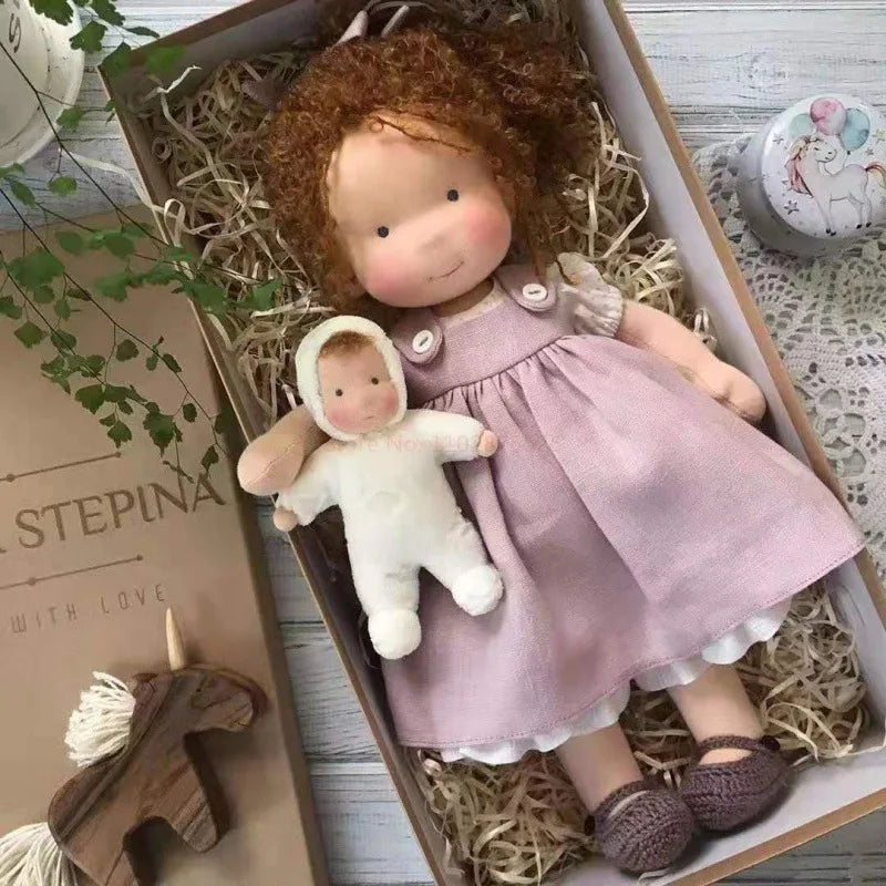 Lalka Waldorfska z Bawełny PP, Ręcznie Szyta z Kawaii Detalami, Idealna do Przytulania - 11 cm x 32 cm 5