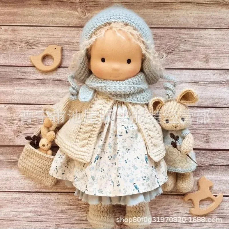 Lalka Waldorfska z Bawełny PP, Ręcznie Szyta z Kawaii Detalami, Idealna do Przytulania - 11 cm x 32 cm 8