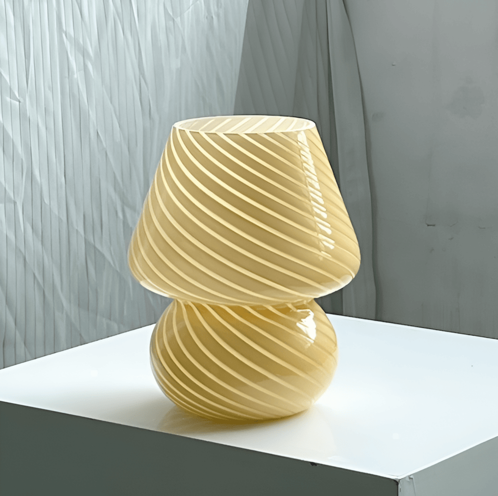 Lampa Biurkowa Vintage z Ręcznie Wytwarzanego Szkła, 3 Temperatury Barwowe, Kompaktowa, z Portem USB – Striped Glow 10