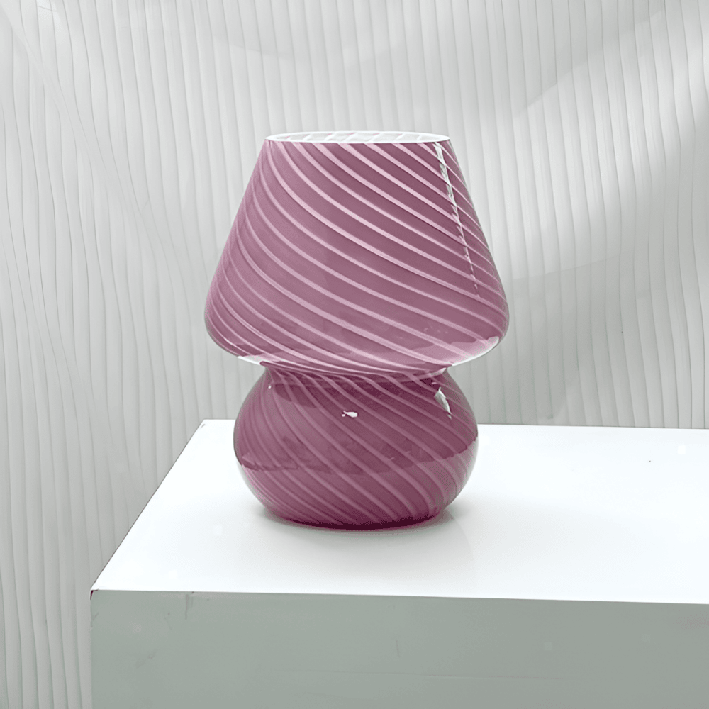 Lampa Biurkowa Vintage z Ręcznie Wytwarzanego Szkła, 3 Temperatury Barwowe, Kompaktowa, z Portem USB – Striped Glow 8