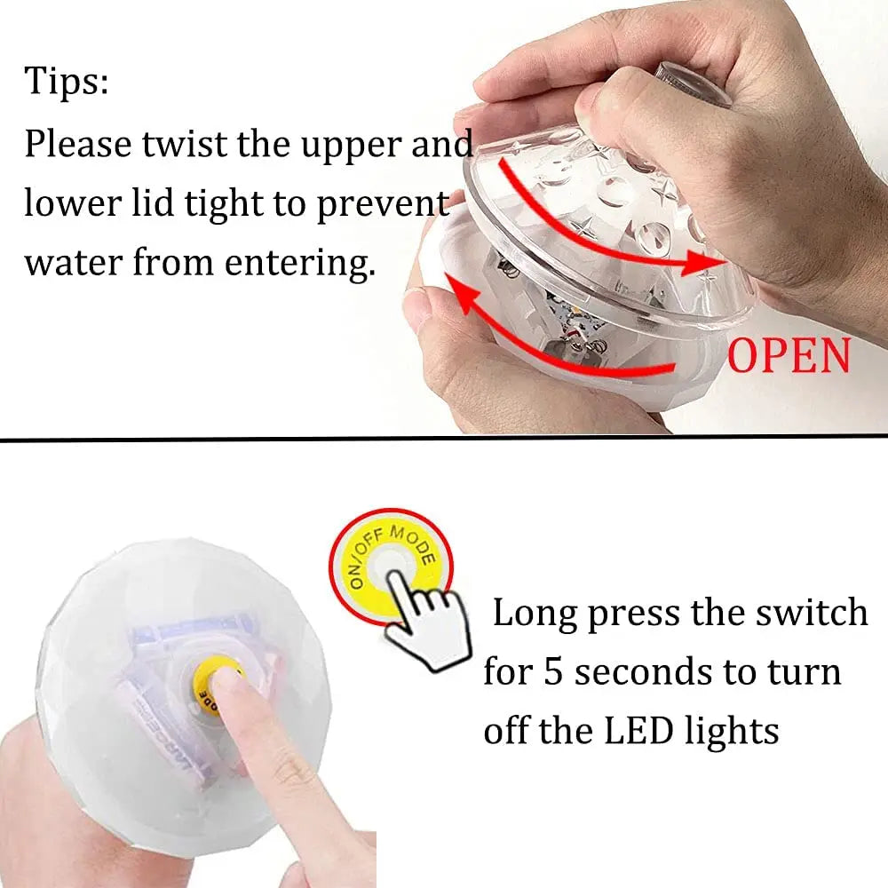 Lampa Dyskotekowa RGB do Pływania – Wodoodporne LED do Basenu i Wanny, Bezprzewodowa, Efekty Świetlne IP68 8