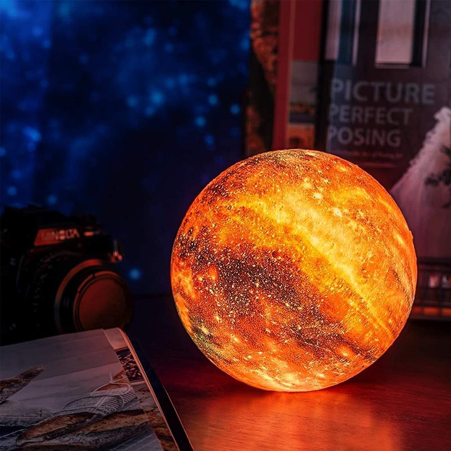 Lampa Nocna z Projekcją Gwiazd i Dotykowym Sterowaniem – Elegancka Lampka Nocna do Sypialni z Wielokolorowym Światłem 2