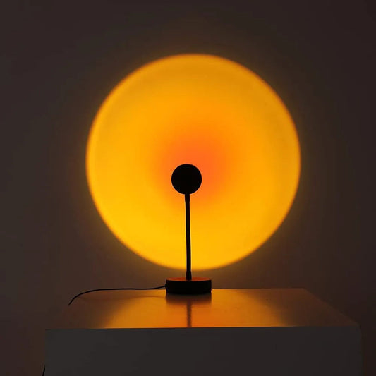 Lampa Projektorowa Zachodu Słońca – Relaksująca Lampa Stołowa LED 5W, Metalowa, 30 cm, Tworzy Uspokajającą Atmosferę 1