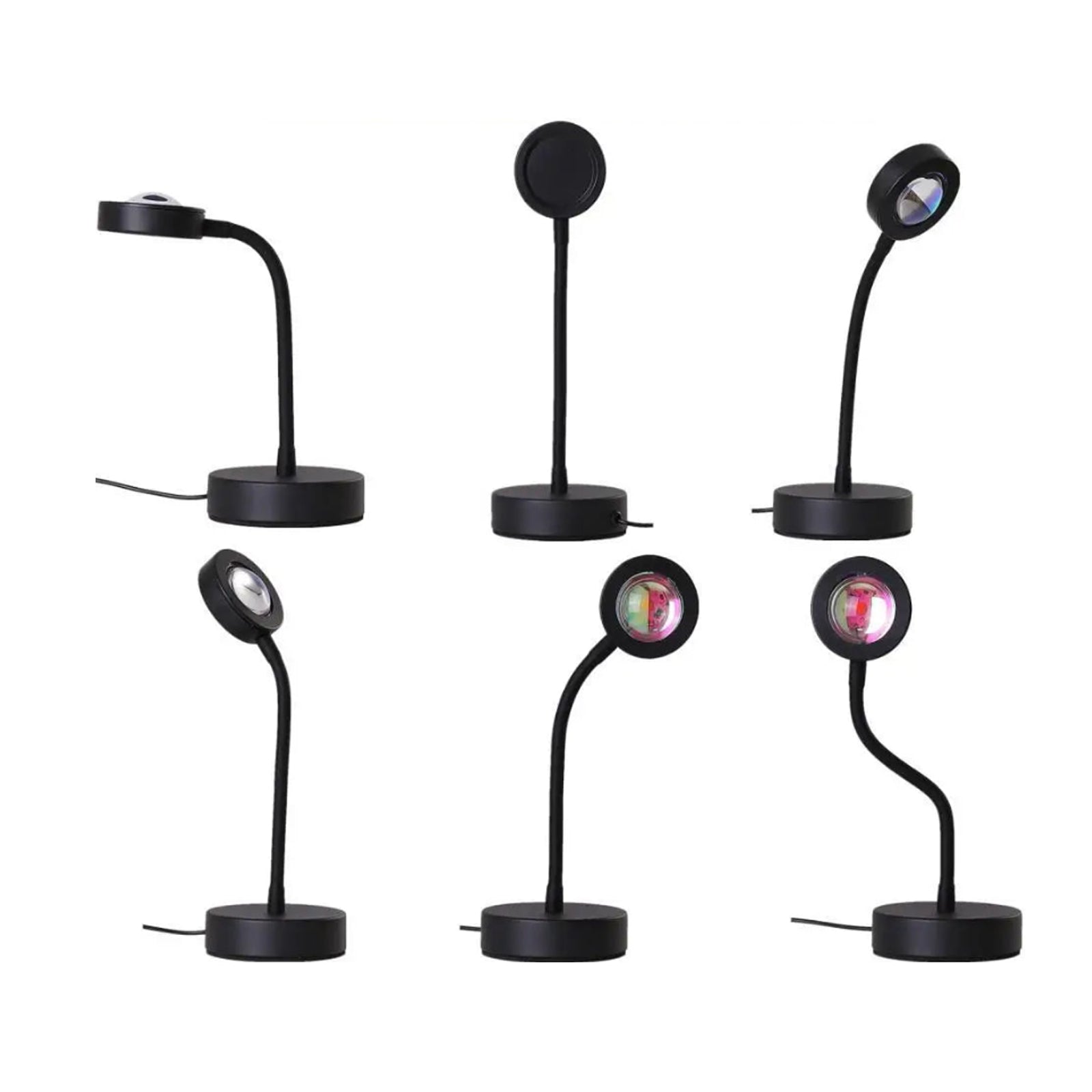 Lampa Projektorowa Zachodu Słońca – Relaksująca Lampa Stołowa LED 5W, Metalowa, 30 cm, Tworzy Uspokajającą Atmosferę 5