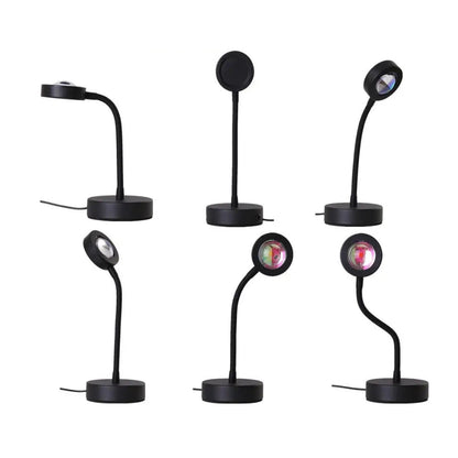 Lampa Projektorowa Zachodu Słońca – Relaksująca Lampa Stołowa LED 5W, Metalowa, 30 cm, Tworzy Uspokajającą Atmosferę 5