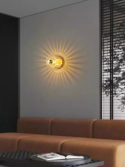 Lampa Ścienna Bauhaus w Stylu Skandynawskim, Szklana Kinkiet Ścienny do Nowoczesnych Wnętrz, Metal i Szkło, E14, Ø16cm 3