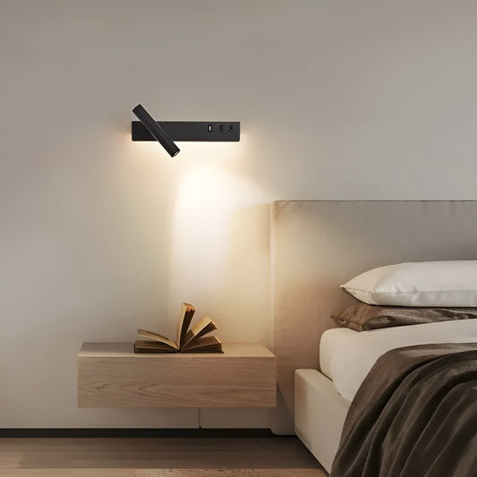Lampa Ścienna LED Nordic Czarna z Przełącznikiem – Nowoczesny Kinkiet Ścienny do Czytania 0