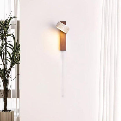Lampa Ścienna LED Wabi Sabi z Naturalnego Kamienia i Drewna, Minimalistyczny Kinkiet na Ścianę do Sypialni i Jadalni 4