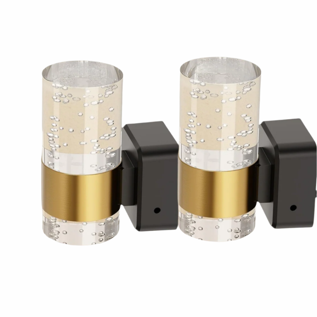 Lampa Ścienna LED z Automatycznym Czujnikiem Światła, Regulowana Jasność, Luksusowy Kinkiet Ścienny z Złotymi Akcentami 1