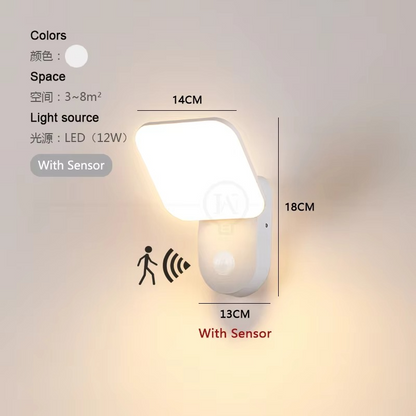 Lampa Ścienna LED z Czujnikiem Ruchu, Energooszczędna Lampa Zewnętrzna z Automatycznym Włączaniem, Nowoczesny Kinkiet Ścienny 7