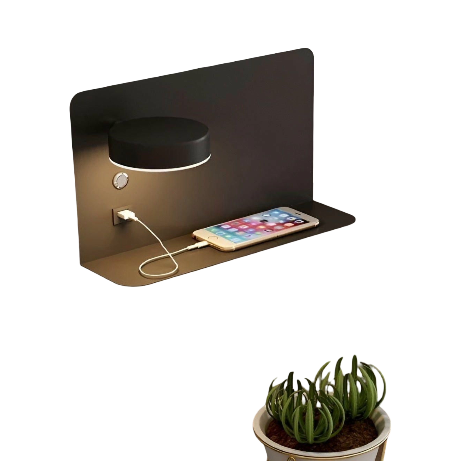 Lampa Ścienna LED z Ładowaniem USB, Ciepłe Światło, Kinkiet Ścienny do Sypialni – Nowoczesny Design, Kompaktowy Rozmiar 1