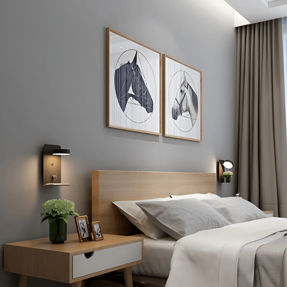 Lampa Ścienna LED z Półką i Portem USB – Nowoczesny Kinkiet Ścienny do Sypialni, Regulowane Oświetlenie, Aluminiowa Konstrukcja 1