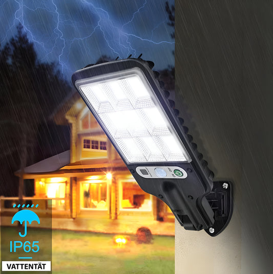 Lampa Solarna Ogrodowa LED z Czujnikiem Ruchu i Pilotem, Super Jasne Światło 6000K, IP65, Energooszczędna