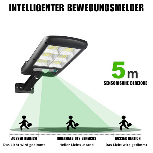 Lampa Solarna Ogrodowa LED z Czujnikiem Ruchu i Pilotem, Super Jasne Światło 6000K, IP65, Energooszczędna 6