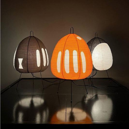 Lampa Stołowa Japońska z Papieru Ryżowego i Żelazną Podstawą – Retro Lampy Stołowe do Salonu i Sypialni 1