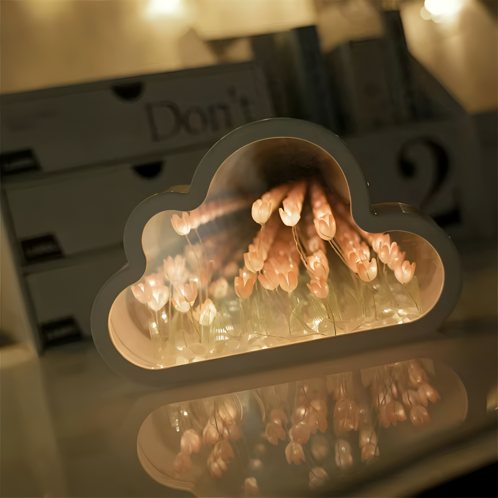 Lampa Stołowa LED Tulip 2 w 1 – Bezprzewodowa Lampka Nocna i Lustro na Baterie do Salonów i Sypialni 7