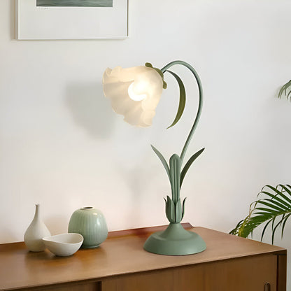 Lampa Stołowa LED w Stylu Francuskim z Kwiatowym Wzorem – Elegancka Lampka do Sypialni i Salonu, 30x50cm 1