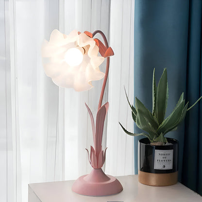 Lampa Stołowa LED w Stylu Francuskim z Kwiatowym Wzorem – Elegancka Lampka do Sypialni i Salonu, 30x50cm 2