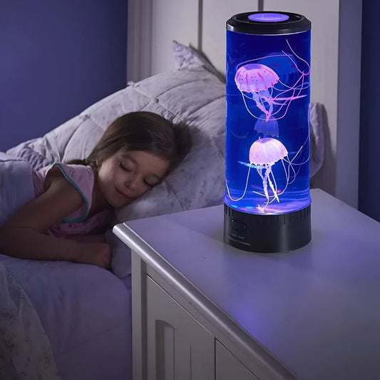 Lampa Stołowa LED z Meduzą – Kolorowe Nocne Światło do Wnętrz, Energooszczędna i Bezpieczna, Idealna do Sypialni i Pokoju Dziecięcego 0