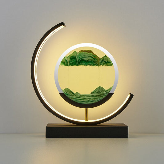 Lampa Stołowa LED z Piaskiem – Unikalny Efekt 3D, Nowoczesny Design do Salonu, Przyjazne dla Oczu Światło 0