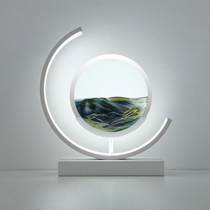 Lampa Stołowa LED z Piaskiem – Unikalny Efekt 3D, Nowoczesny Design do Salonu, Przyjazne dla Oczu Światło 3