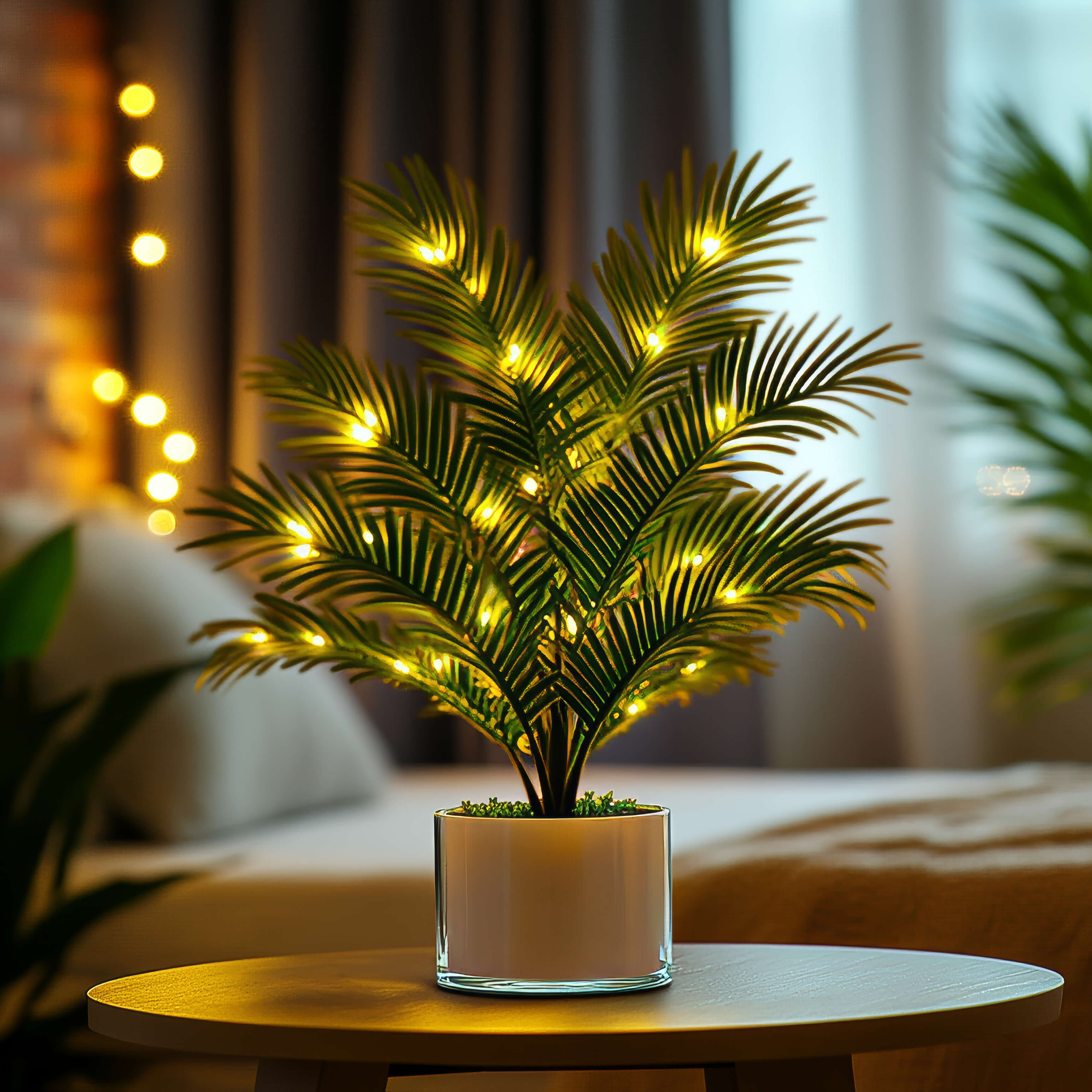Lampa Stołowa Palm Paradise LED – Egzotyczna Lampka do Salonów i Sypialni, Zielona, 30 cm, Zasilanie USB 4