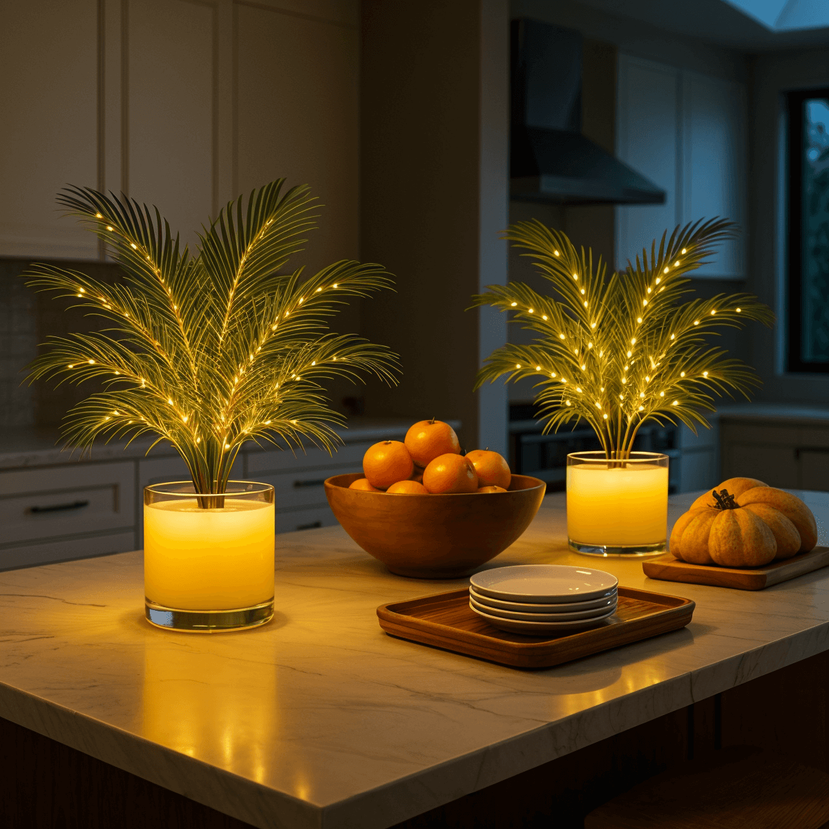 Lampa Stołowa Palm Paradise LED – Egzotyczna Lampka do Salonów i Sypialni, Zielona, 30 cm, Zasilanie USB 5