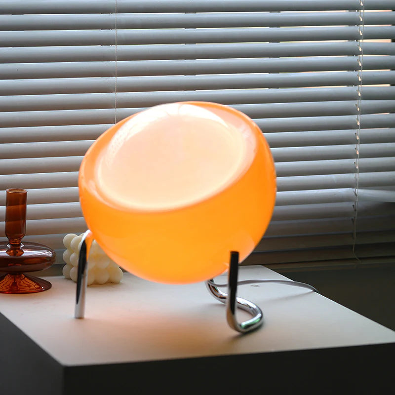 Lampa Stołowa Szklana Bauhaus w Kształcie Jajka – Minimalistyczna Lampa do Salonu i Sypialni, Regulowane Oświetlenie LED 3