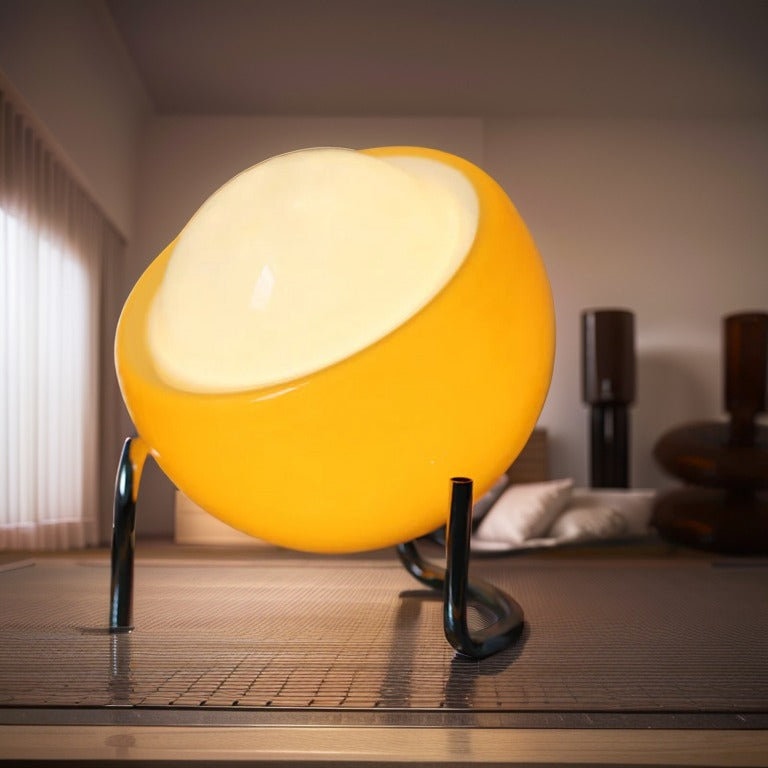 Lampa Stołowa Szklana Bauhaus w Kształcie Jajka – Minimalistyczna Lampa do Salonu i Sypialni, Regulowane Oświetlenie LED 6