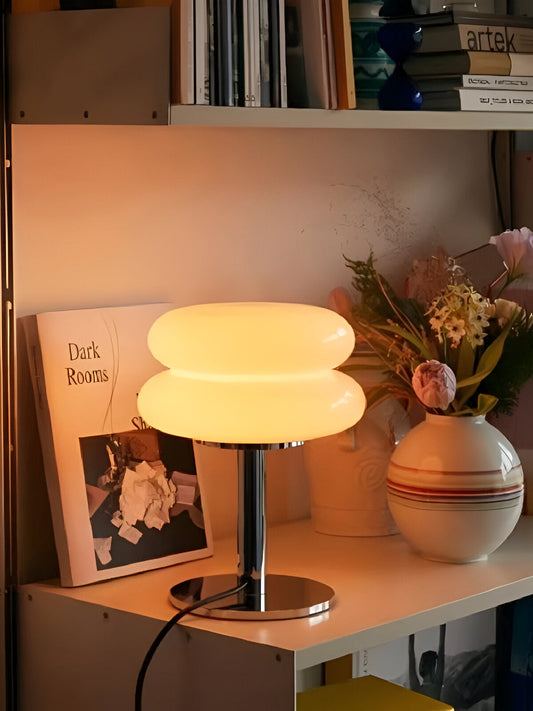 Lampa Stołowa Szklana Macaron – Elegancka Lampa do Salonu z Regulowanym Oświetleniem E27, Kolorowa 12W 0