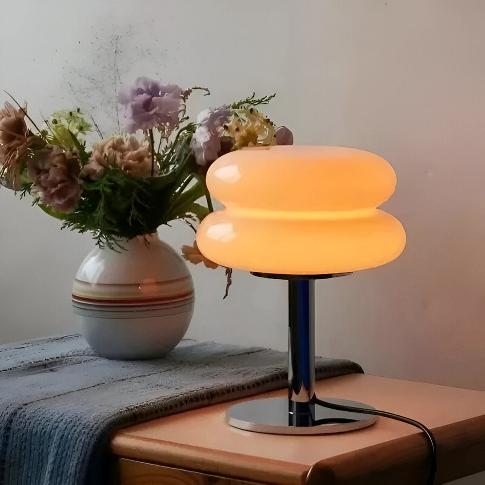 Lampa Stołowa Szklana Macaron – Elegancka Lampa do Salonu z Regulowanym Oświetleniem E27, Kolorowa 12W 2