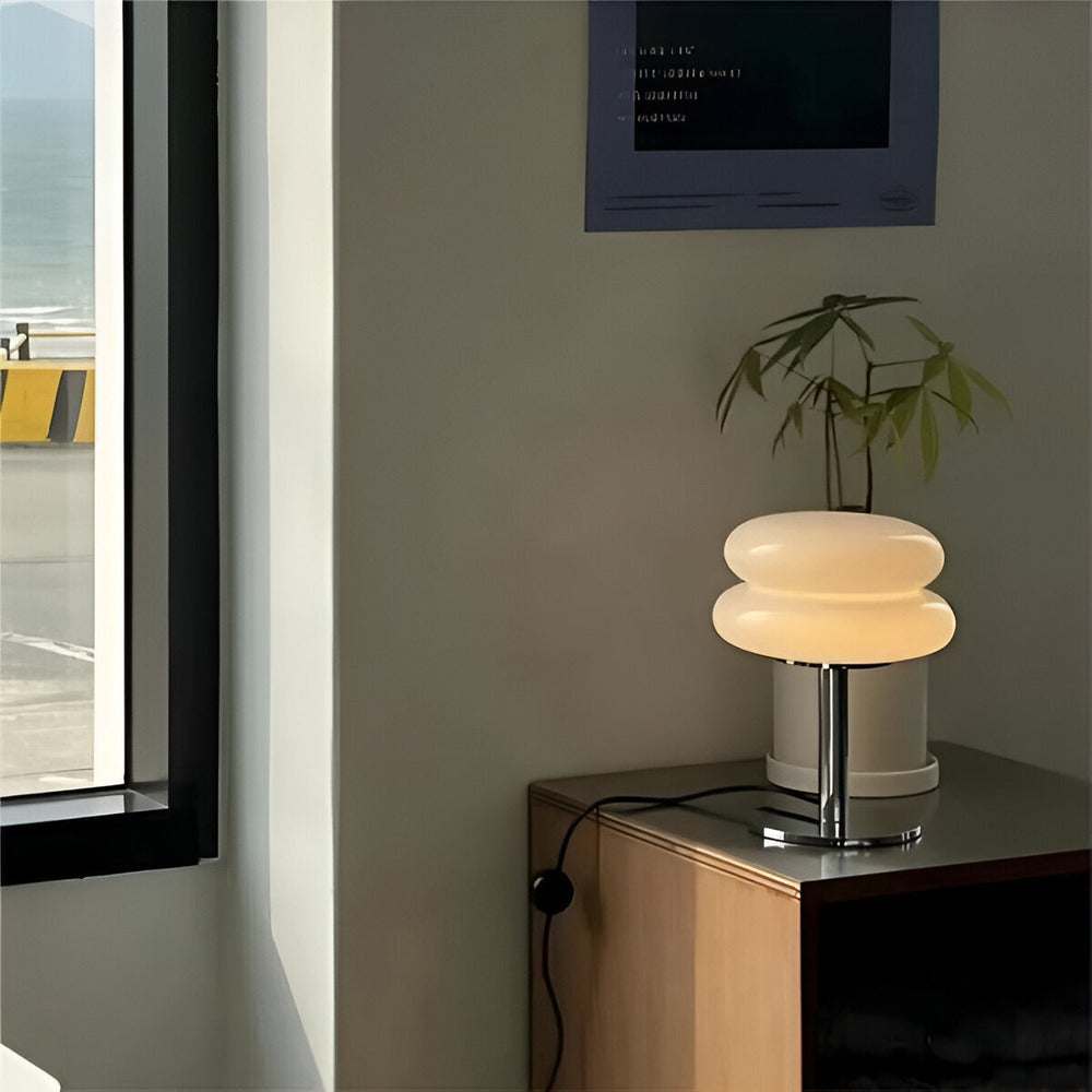 Lampa Stołowa Szklana Macaron – Elegancka Lampa do Salonu z Regulowanym Oświetleniem E27, Kolorowa 12W 6