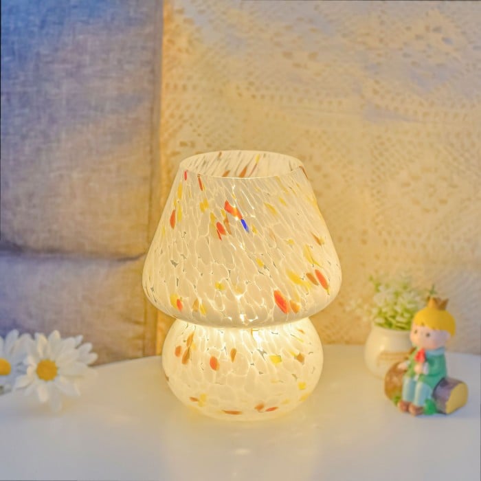 Lampa Stołowa Szklana w Kształcie Grzyba – Retro Lampy Stołowe do Salonu i Sypialni z Regulowanym Oświetleniem 6