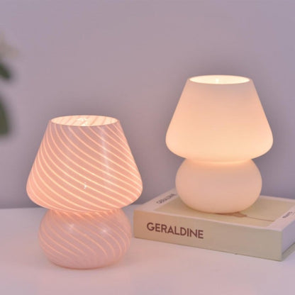 Lampa Stołowa Szklana w Kształcie Grzyba – Retro Lampy Stołowe do Salonu i Sypialni z Regulowanym Oświetleniem 7