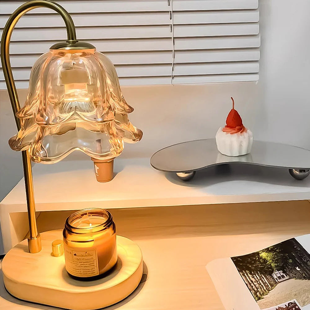 Lampa Stołowa Szklana w Kształcie Kwiatu – Stylowa Lampa Stołowa do Salonu, Elegancki Element Dekoracyjny 1