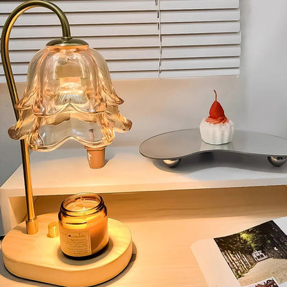 Lampa Stołowa Szklana w Kształcie Kwiatu – Stylowa Lampa Stołowa do Salonu, Elegancki Element Dekoracyjny 1