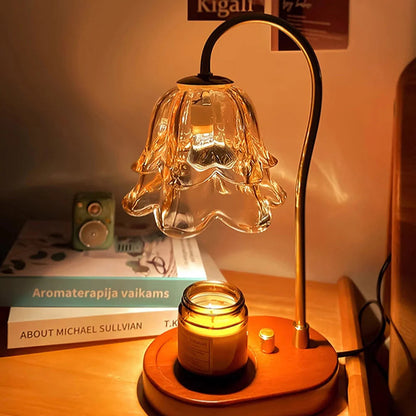Lampa Stołowa Szklana w Kształcie Kwiatu – Stylowa Lampa Stołowa do Salonu, Elegancki Element Dekoracyjny 2