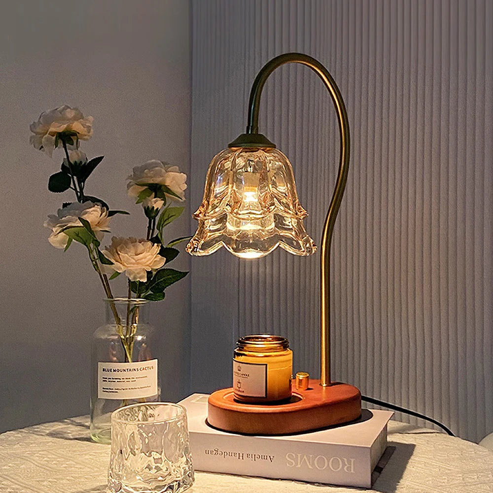 Lampa Stołowa Szklana w Kształcie Kwiatu – Stylowa Lampa Stołowa do Salonu, Elegancki Element Dekoracyjny 3
