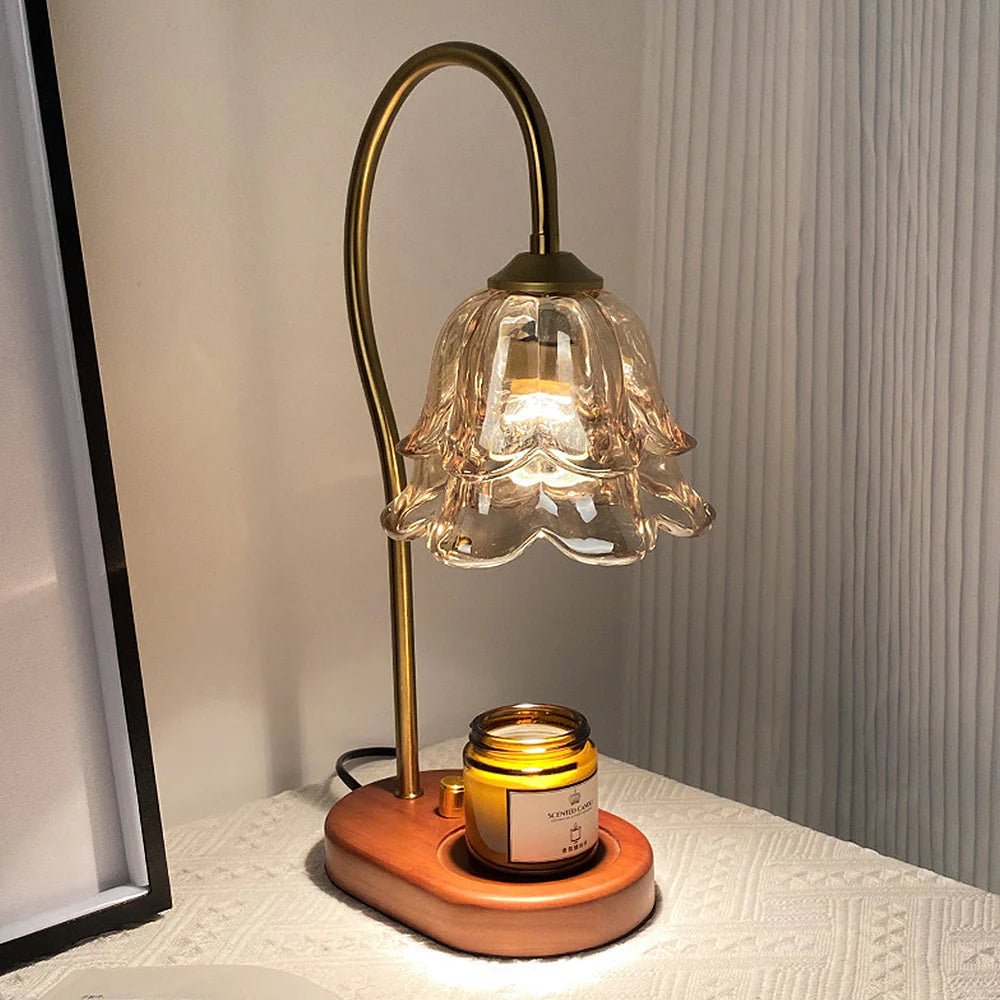 Lampa Stołowa Szklana w Kształcie Kwiatu – Stylowa Lampa Stołowa do Salonu, Elegancki Element Dekoracyjny 4