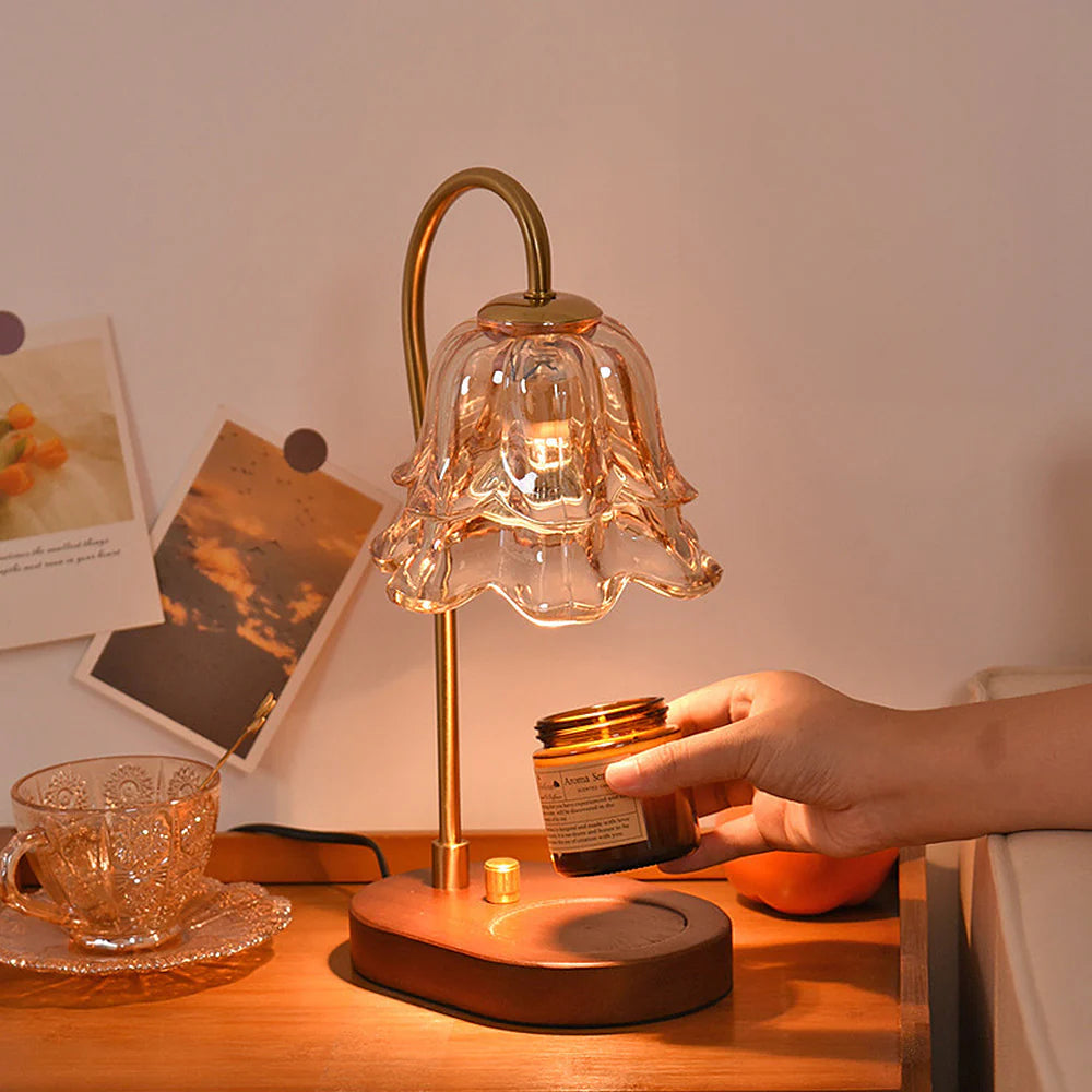 Lampa Stołowa Szklana w Kształcie Kwiatu – Stylowa Lampa Stołowa do Salonu, Elegancki Element Dekoracyjny 7