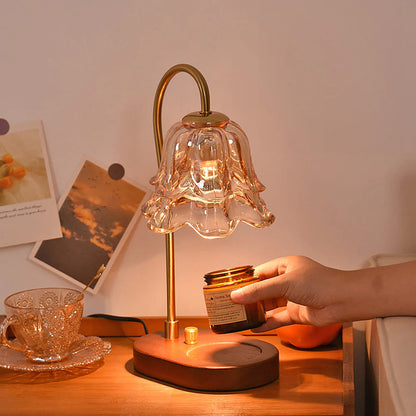 Lampa Stołowa Szklana w Kształcie Kwiatu – Stylowa Lampa Stołowa do Salonu, Elegancki Element Dekoracyjny 7